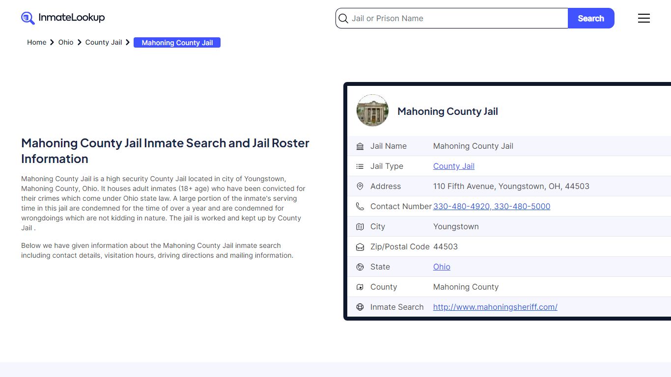 Mahoning County Jail (OH) Inmate Search Ohio - Inmate Lookup